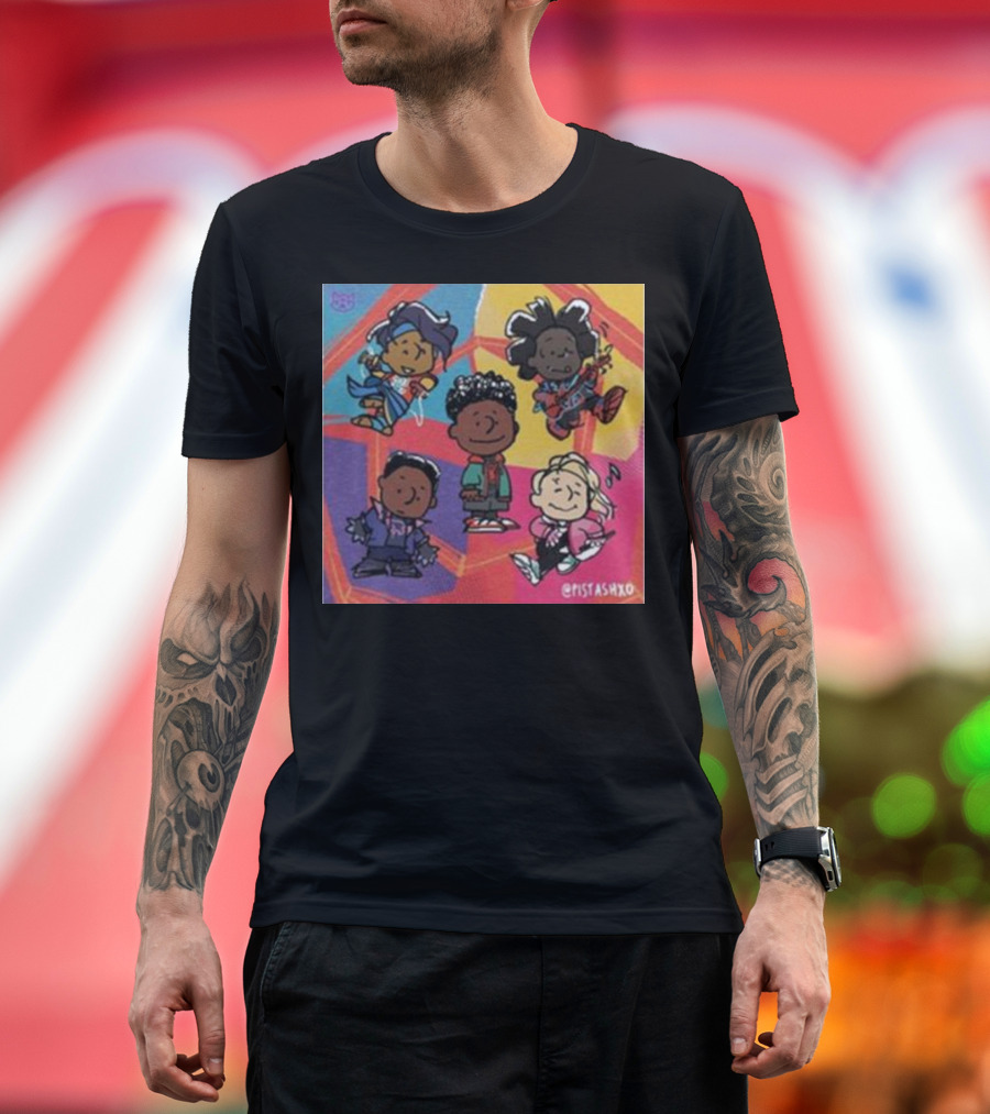 Peanuts Fanart Characters by Pistashxo with Vibrant Background T-Shirt