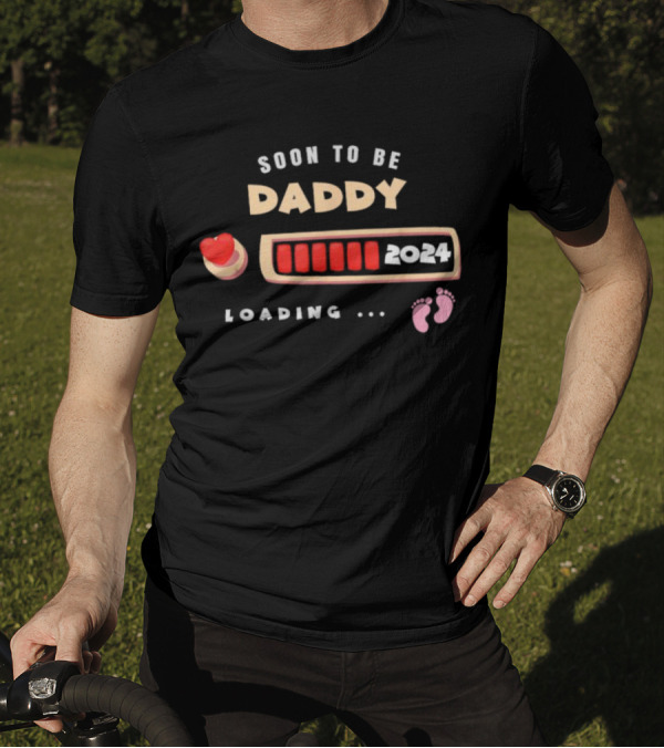 Soon To Be Daddy Loading 2024 Pregnancy Announcement T-Shirt