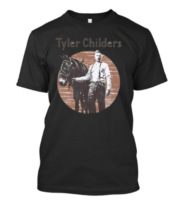 Tyler Childers Standing With Horse In T-Shirt