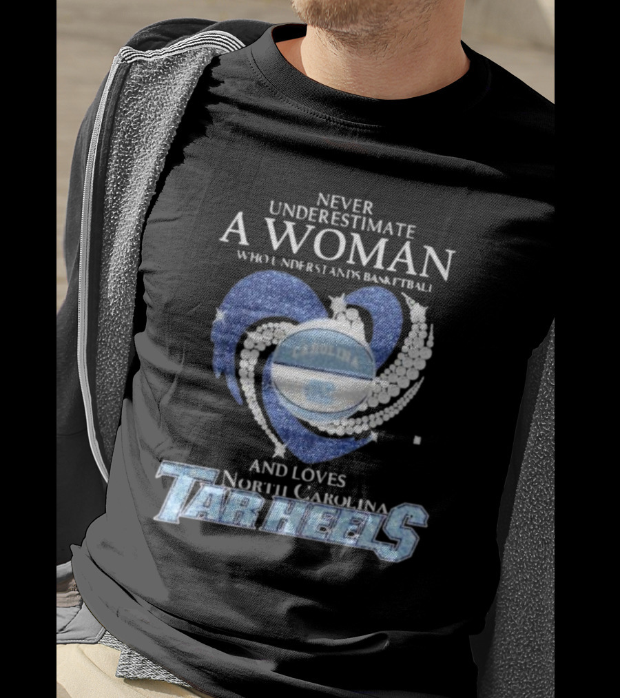 Never Underestimate A Woman Who Understands Basketball And Loves North Carolina Tar Heels Carolina Basketball T-Shirt