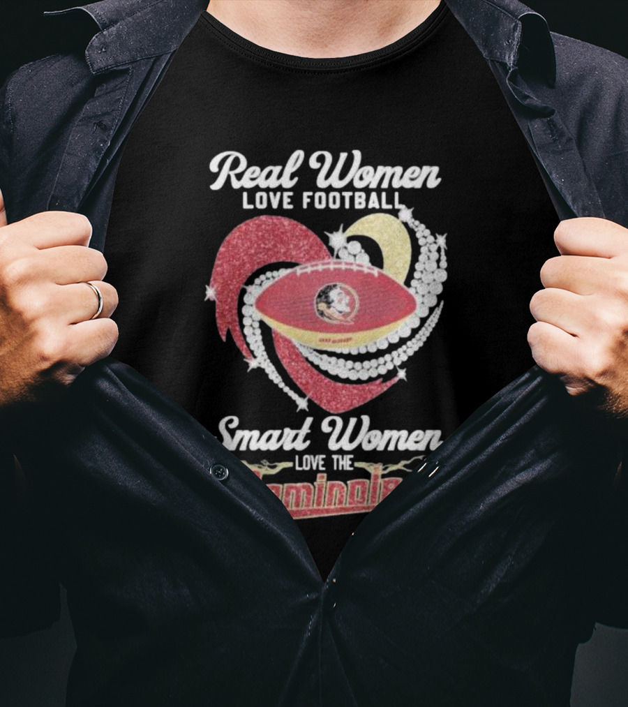 Real Women Love Football Smart Women Love The Seminoles Football T-Shirt
