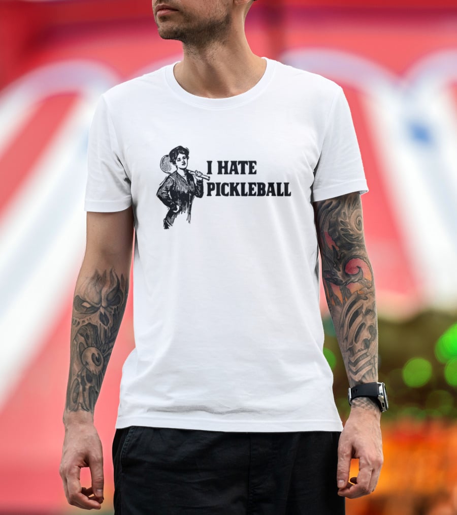 I Hate Pickleball Vintage Woman With Paddle T-Shirt