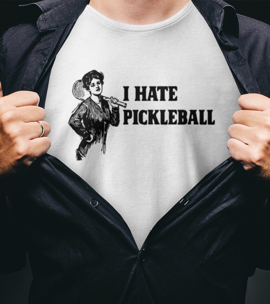 I Hate Pickleball Vintage Woman With Paddle T-Shirt