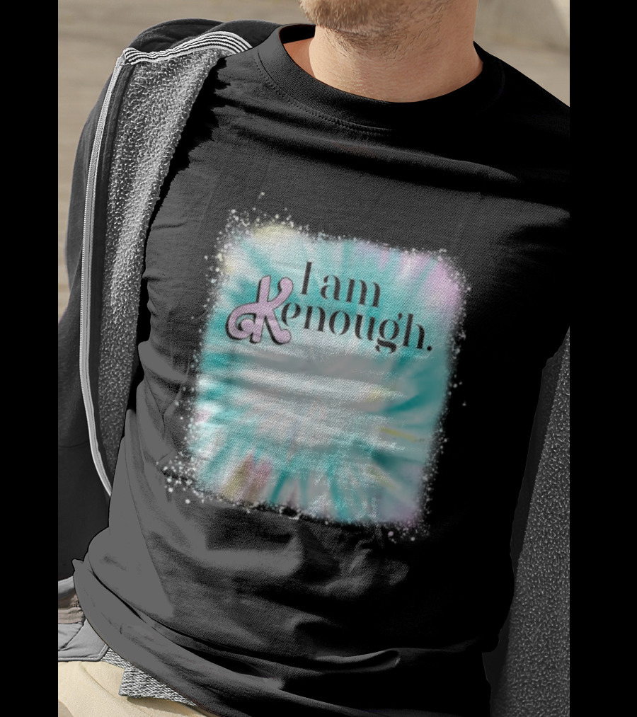 Pinky Ken I Am Ken Enough Tie-Dye Spiral Text T-Shirt