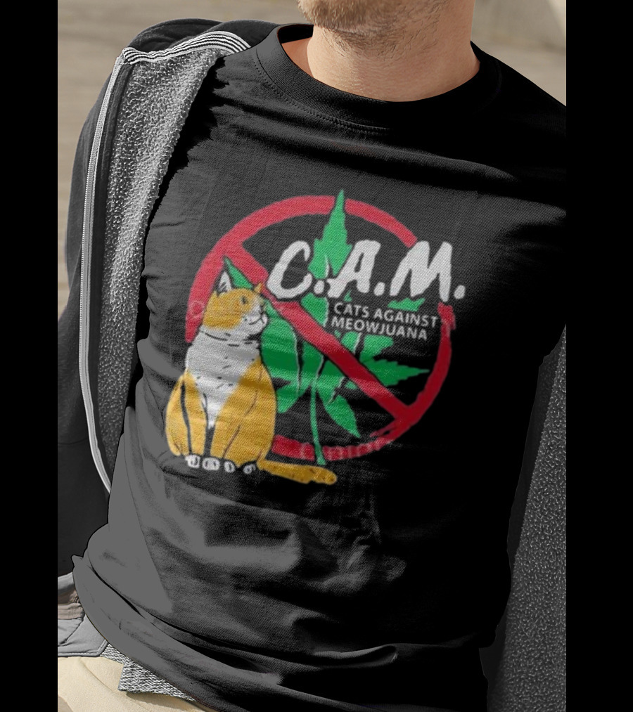 C.A.M. Cats Against Meowijuana Leaf With Tabby T-Shirt