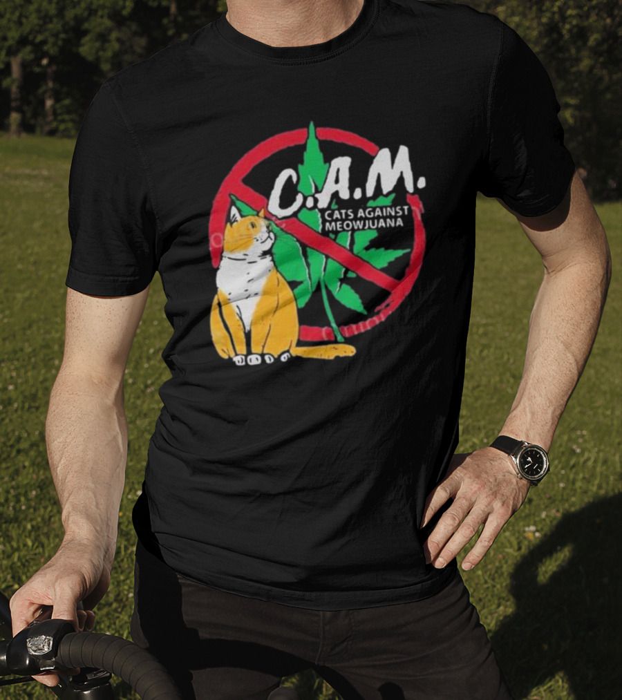 C.A.M. Cats Against Meowijuana Leaf With Tabby T-Shirt