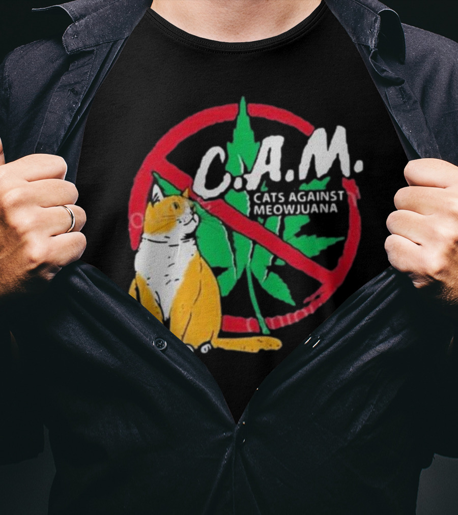 C.A.M. Cats Against Meowijuana Leaf With Tabby T-Shirt