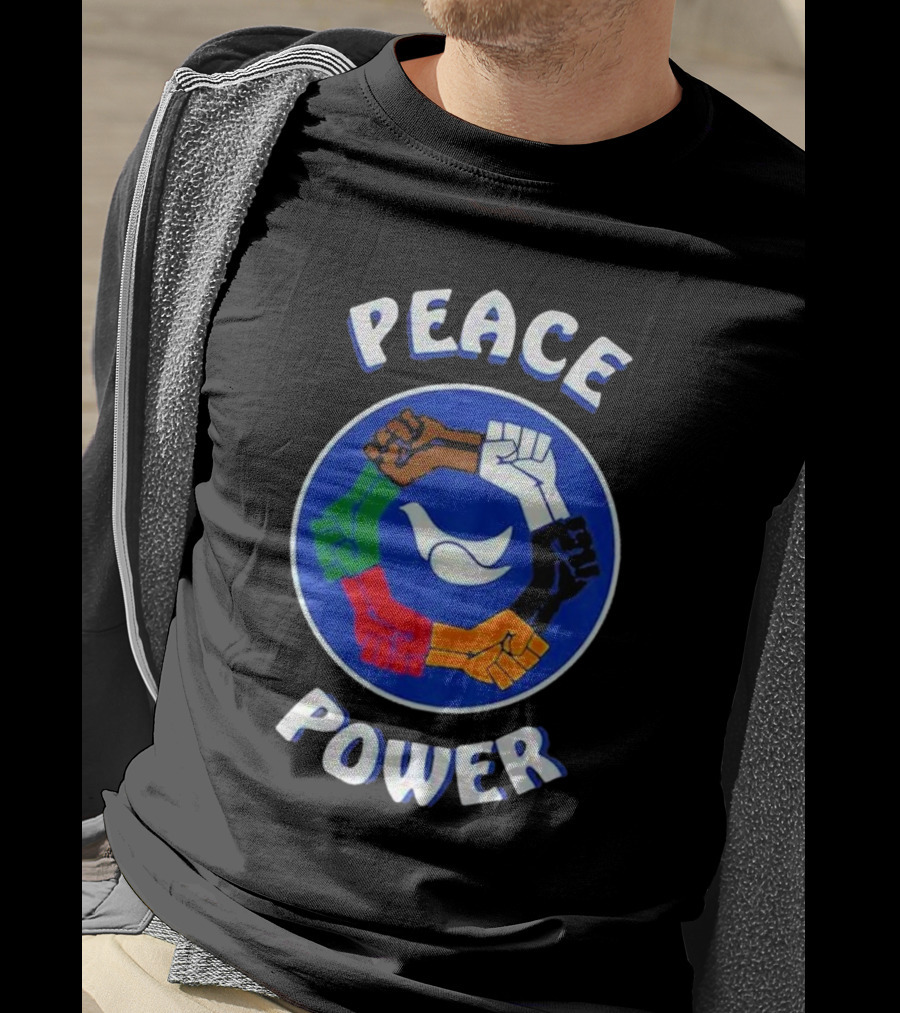 Peace Power Unity Fists Circle Dove Chocolate Skateboards T-Shirt