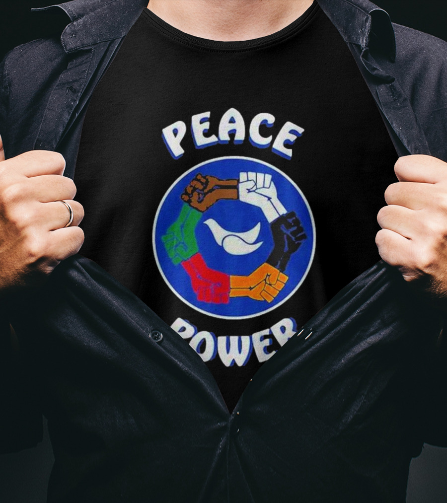 Peace Power Unity Fists Circle Dove Chocolate Skateboards T-Shirt