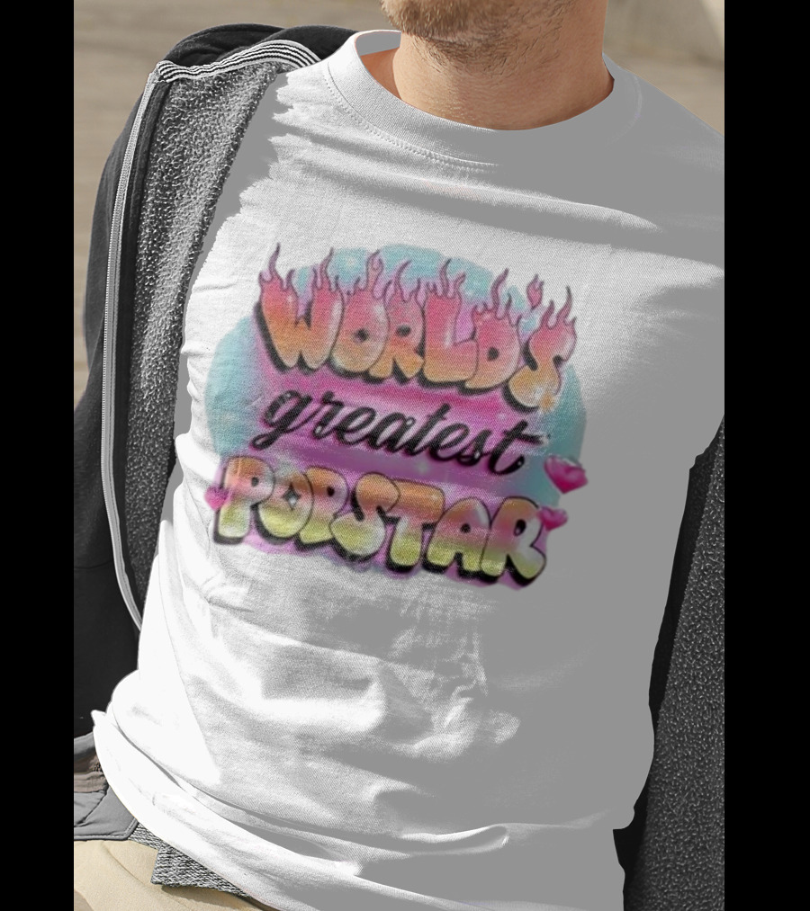 WORLD'S GREATEST POPSTAR Flames And Hearts Retro Vintage Aesthetic T-Shirt