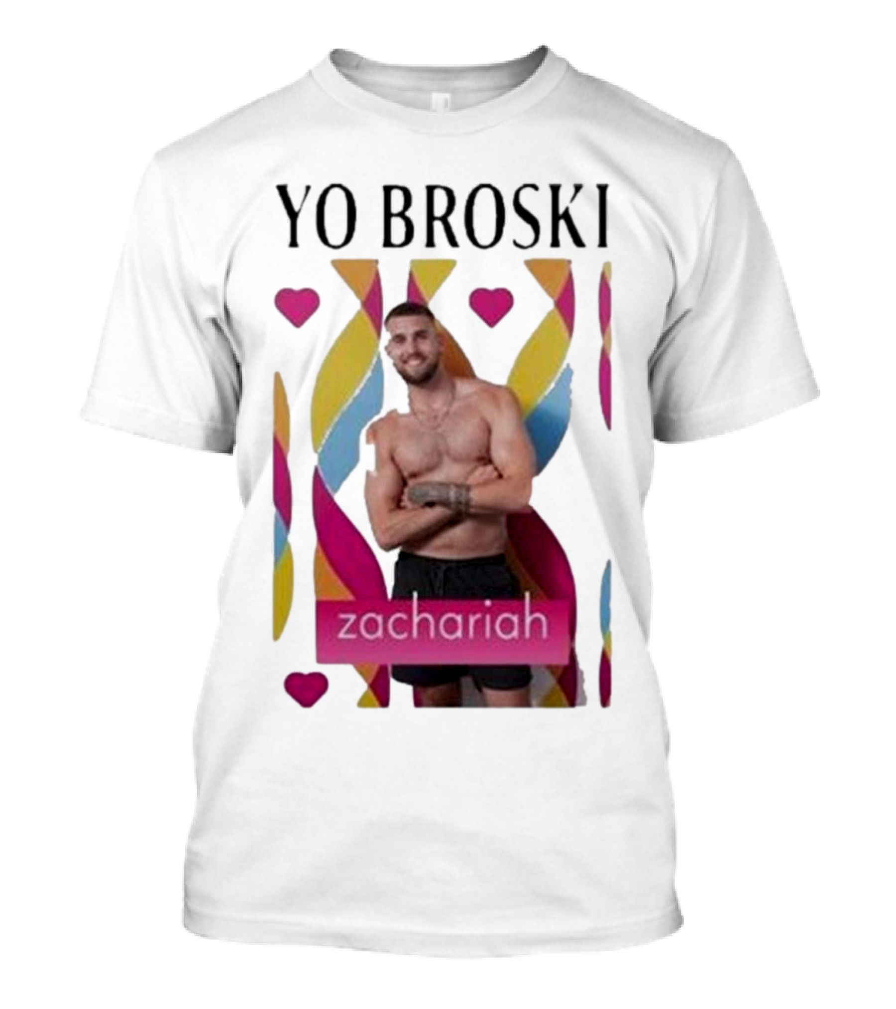 Yo Broski Zachariah Colorful Abstract Hearts T-Shirt