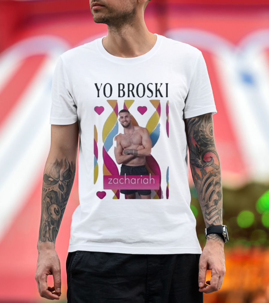 Yo Broski Zachariah Colorful Abstract Hearts T-Shirt