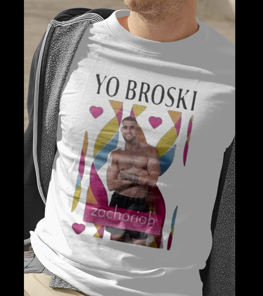 Yo Broski Zachariah Colorful Abstract Hearts T-Shirt