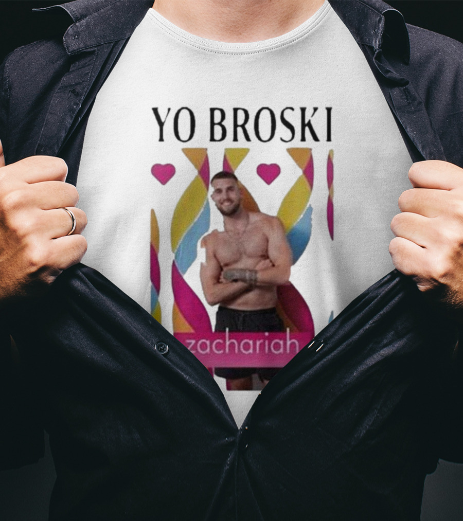 Yo Broski Zachariah Colorful Abstract Hearts T-Shirt