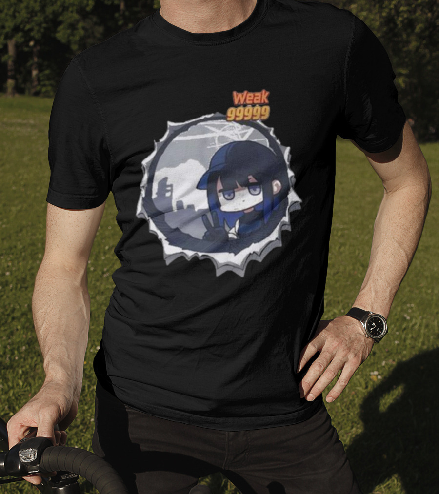 Weak 99999 Manga Anime Peace Sign Character In Dark Urban Scene T-Shirt