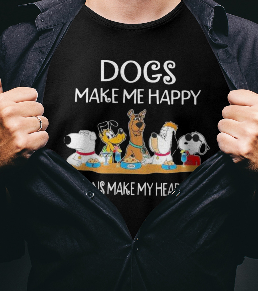 Dogs Make Me Happy Humans Make My Head Hurt Snoopy Dog Friends T-Shirt