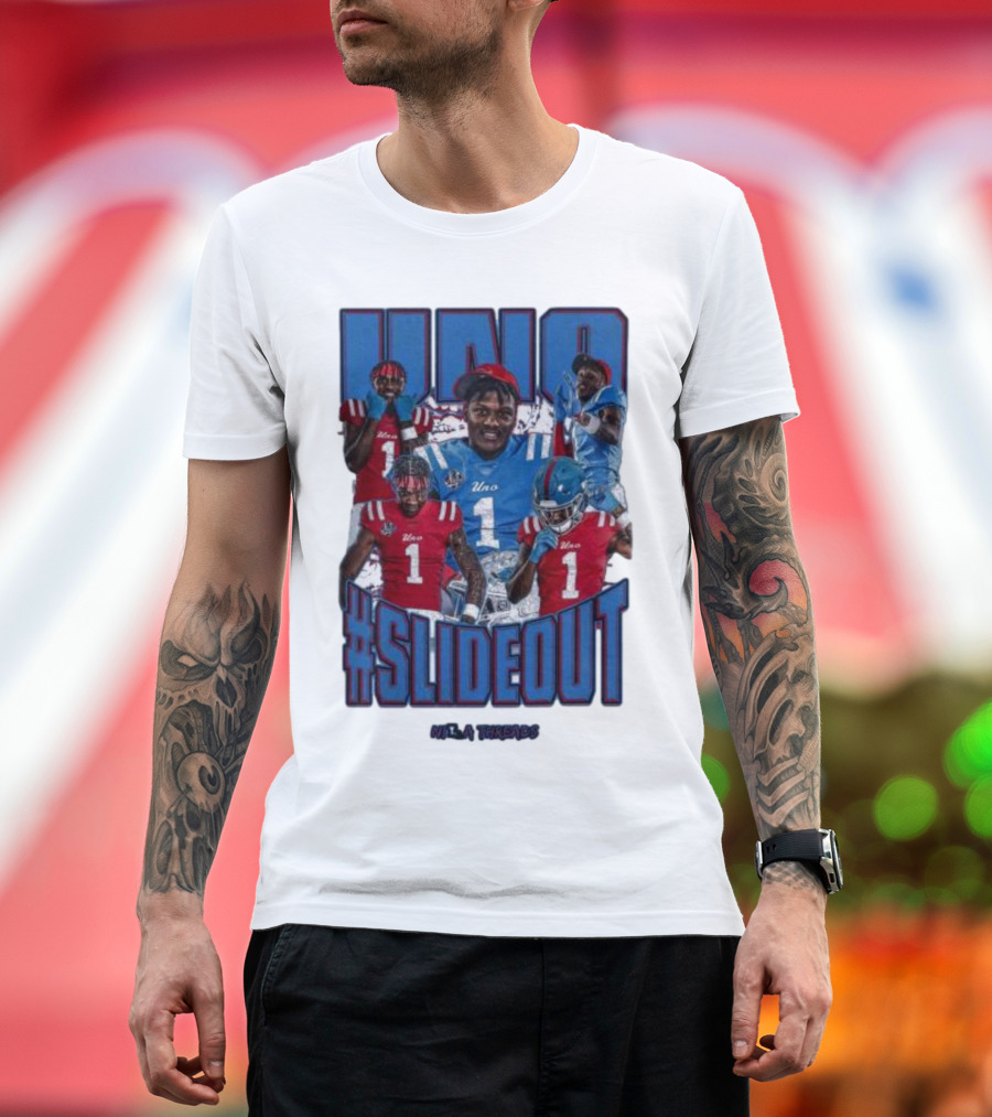 UNO Williams #Slideout Football Tribute in Red and Blue T-Shirt