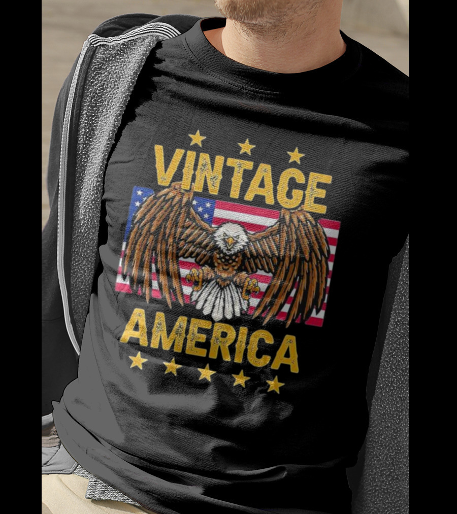 Vintage America Eagle Stars United States Flag T-Shirt