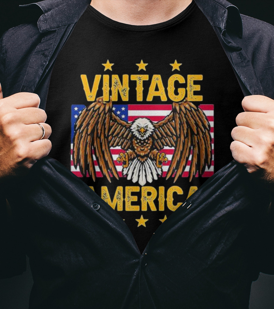 Vintage America Eagle Stars United States Flag T-Shirt