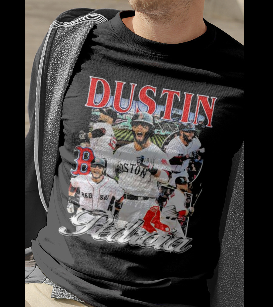 Dustin Pedroia Boston Red Sox Baseball Action Montage T-Shirt