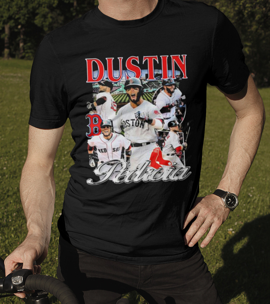 Dustin Pedroia Boston Red Sox Baseball Action Montage T-Shirt