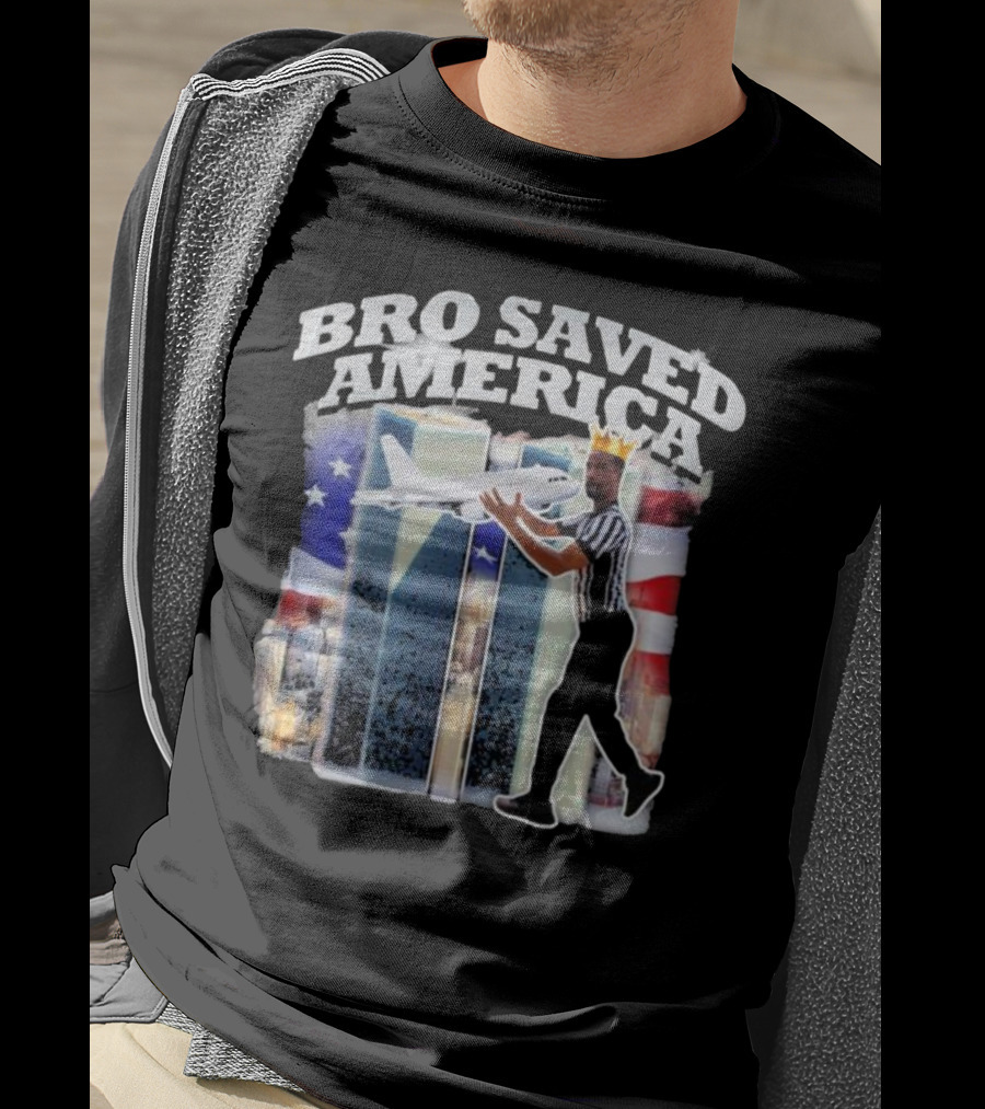 Bro Saved America Referee Airplane Twin Towers T-Shirt