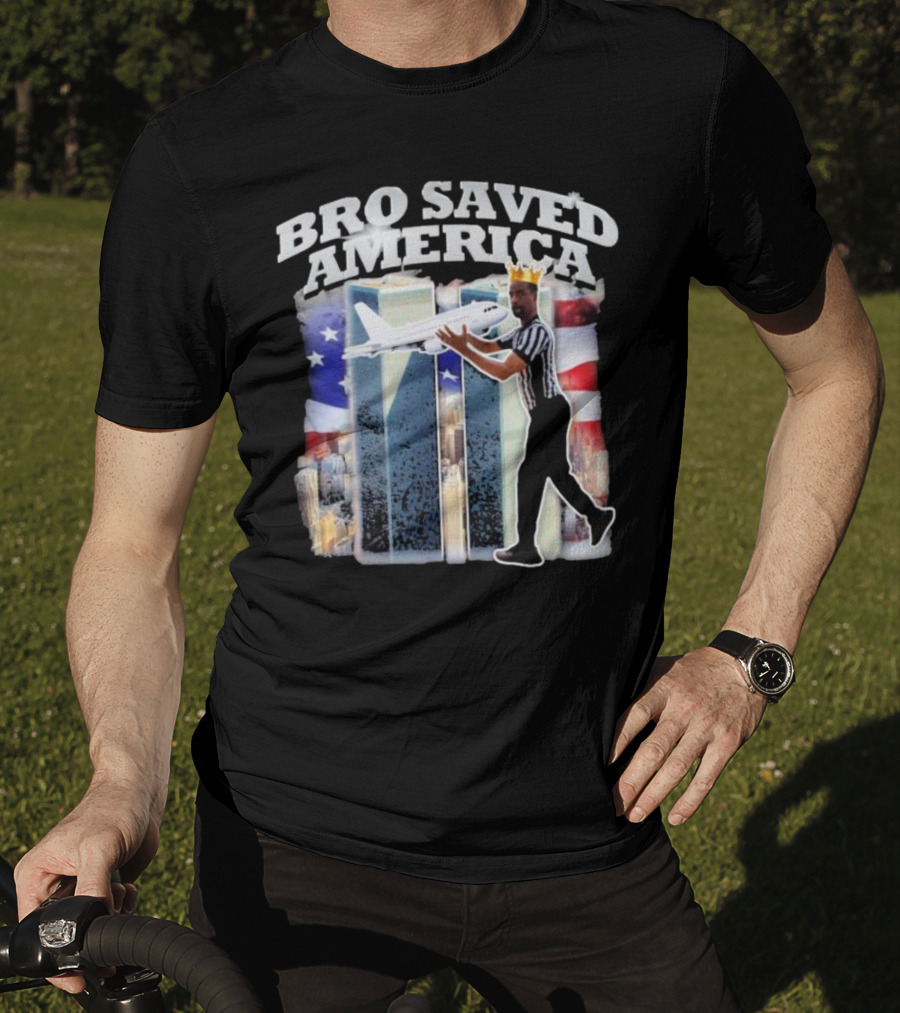 Bro Saved America Referee Airplane Twin Towers T-Shirt