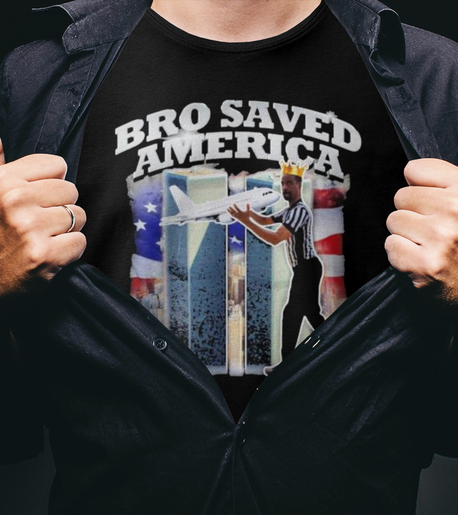 Bro Saved America Referee Airplane Twin Towers T-Shirt