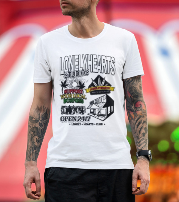 Premium T-Shirt: Lonely Hearts Studios Support Your Local Business House of Grass Open 24/7 T-Shirt Lonely Hearts Studios Support Your Local Business House of Grass Open 24/7 T-Shirt