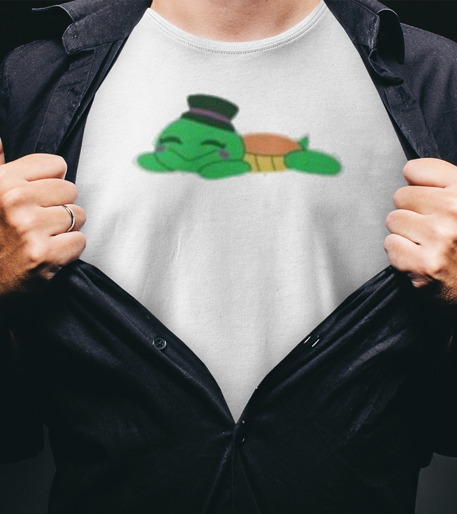 Mr Springs Sleepy Turtle Cute Cartoon Top Hat T-Shirt