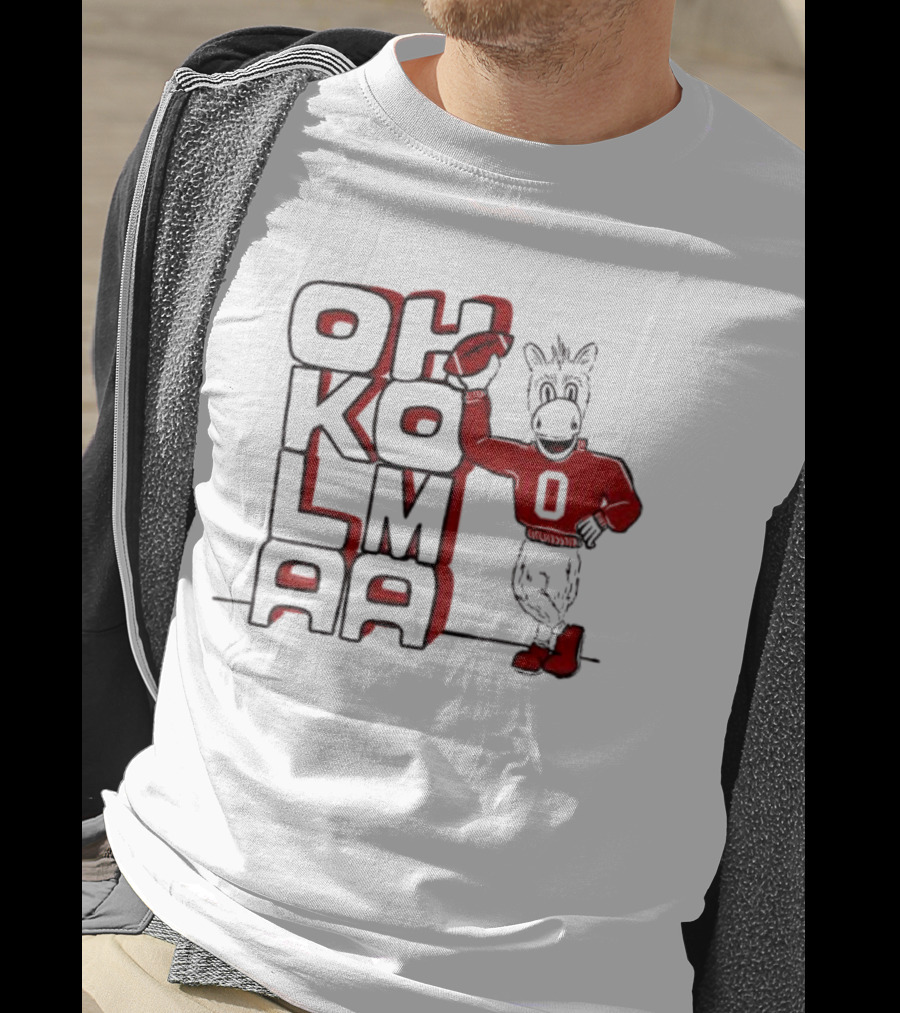 Oklahoma Sooners Ou Stacked Vintage Mascot Football Icon With Retro Donkey Holding Football T-Shirt