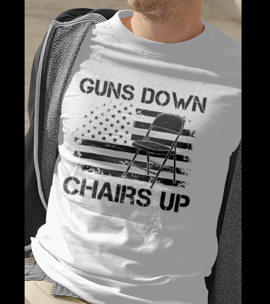 Guns Down Chairs Up American Flag With Folding Chair T-Shirt
