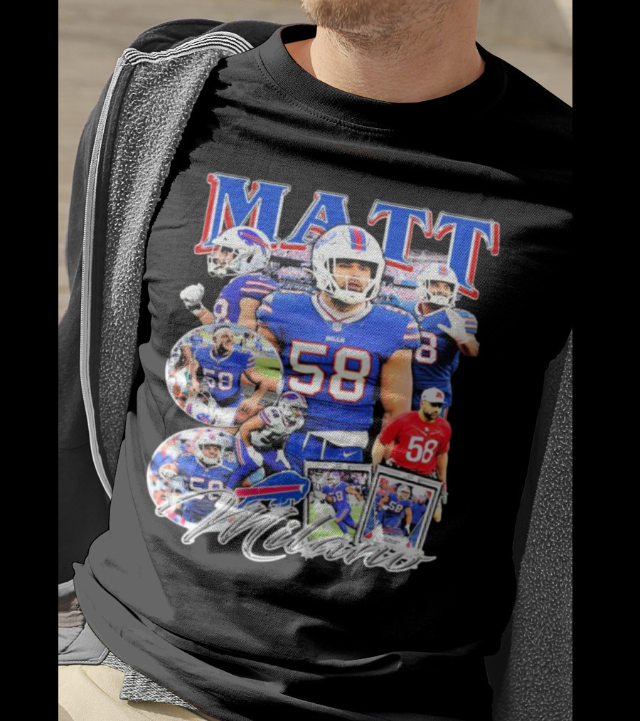 Buffalo Bills NFL Matt Milano 58 Football Highlights T-Shirt