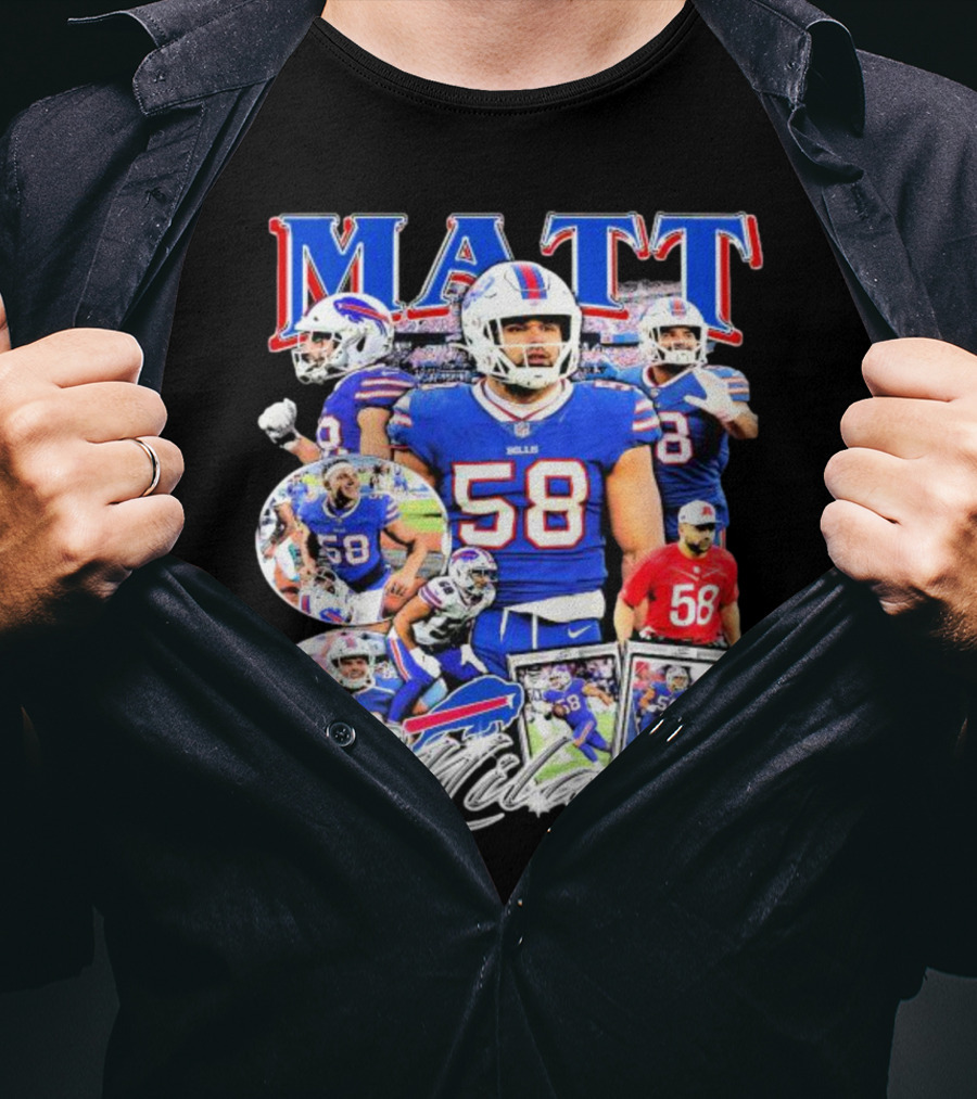 Buffalo Bills NFL Matt Milano 58 Football Highlights T-Shirt