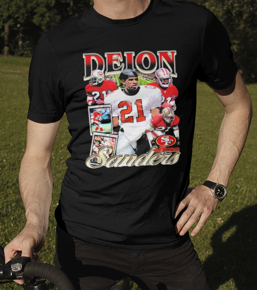 Deion Sanders San Francisco 49ers Football 21 Signature T-Shirt
