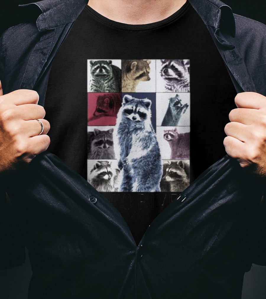 Raccoons Through The Eras Saco River Wildlife Center Wildlife Appreciation T-Shirt