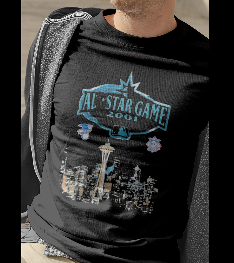 AL Star Game 2001 MLB City Skyline Seattle T-Shirt