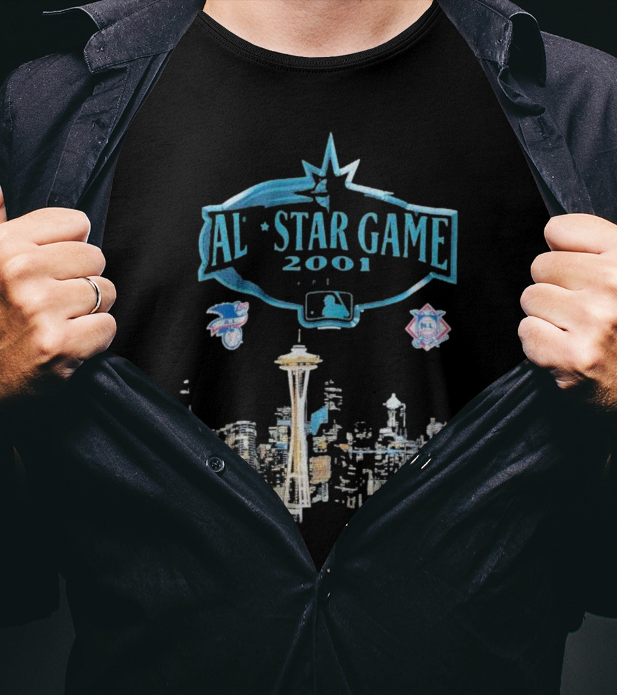 AL Star Game 2001 MLB City Skyline Seattle T-Shirt