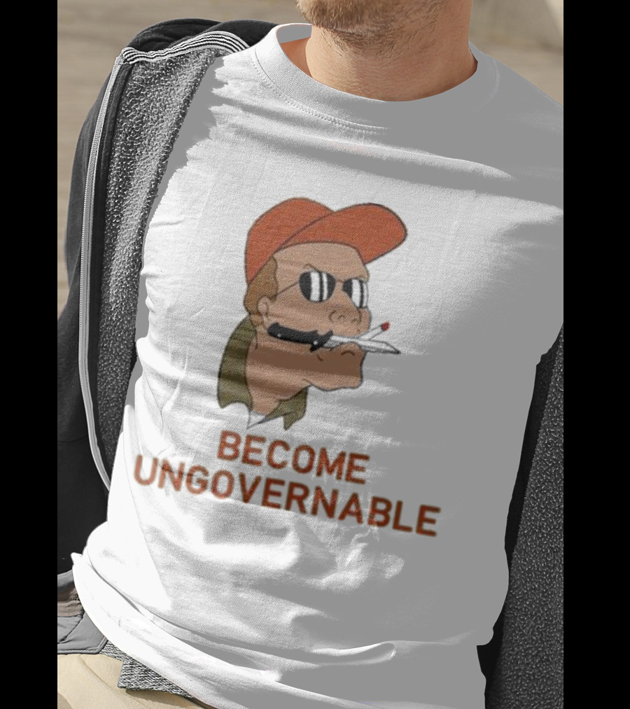 Become Ungovernable Rusty Shackleford Smoking Character With Sunglasses And Orange Hat T-Shirt