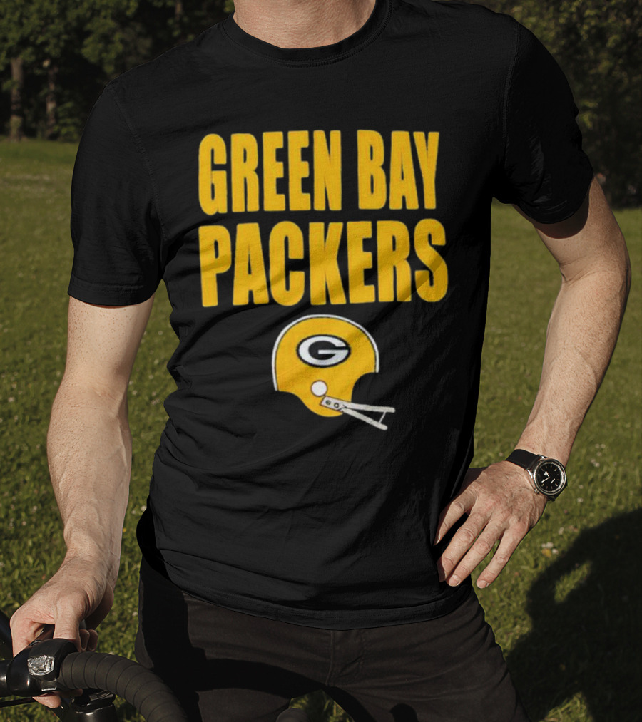 Green Bay Packers Helmet Logo And Text Football Fan Gear T-Shirt