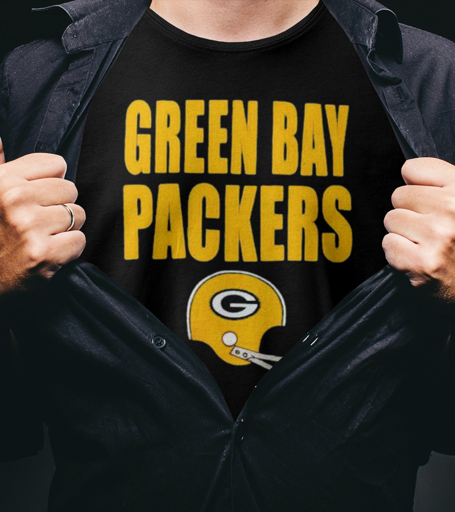 Green Bay Packers Helmet Logo And Text Football Fan Gear T-Shirt