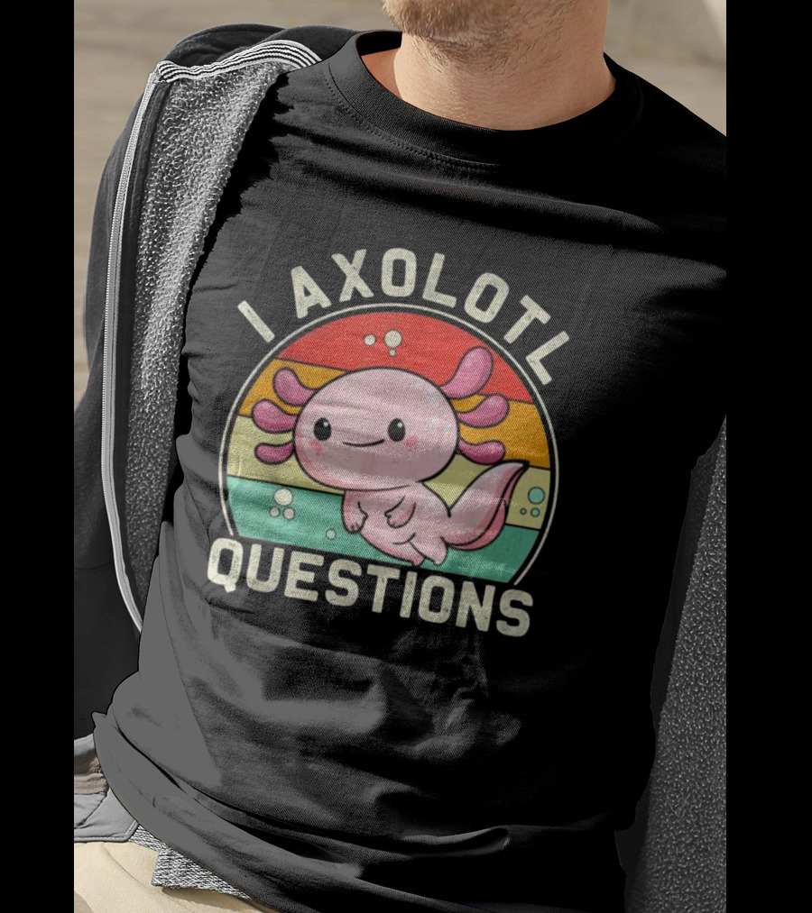 Vintage I Axolotl Questions Retro Rainbow Cute Axolotl T-Shirt