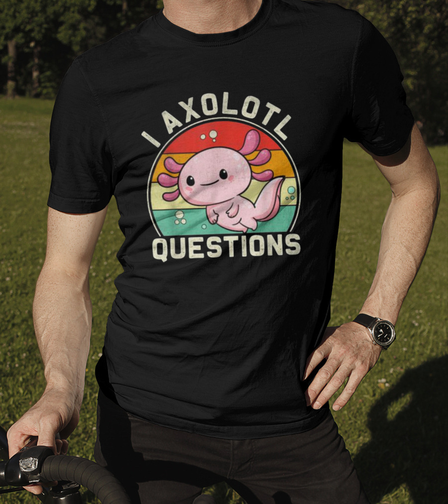 Vintage I Axolotl Questions Retro Rainbow Cute Axolotl T-Shirt