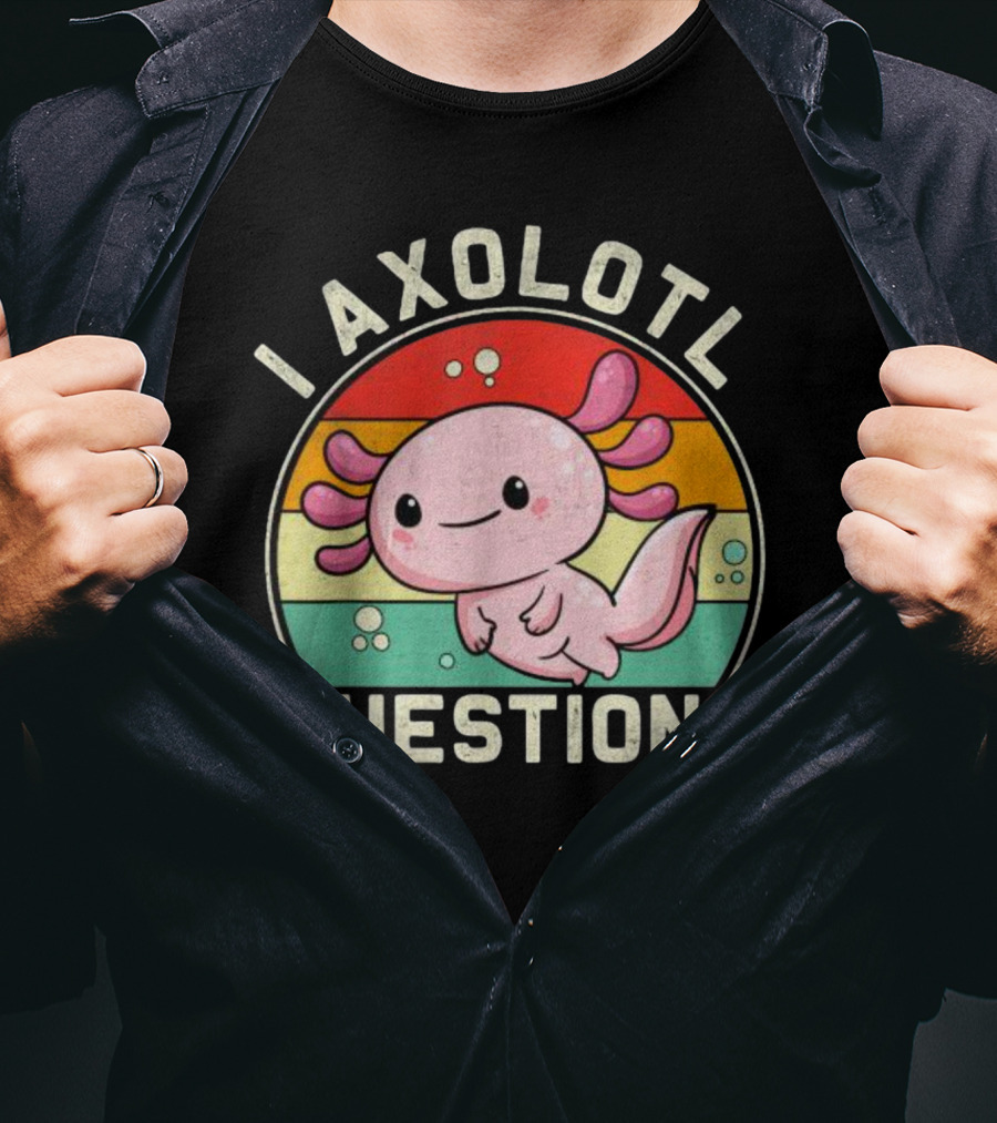 Vintage I Axolotl Questions Retro Rainbow Cute Axolotl T-Shirt
