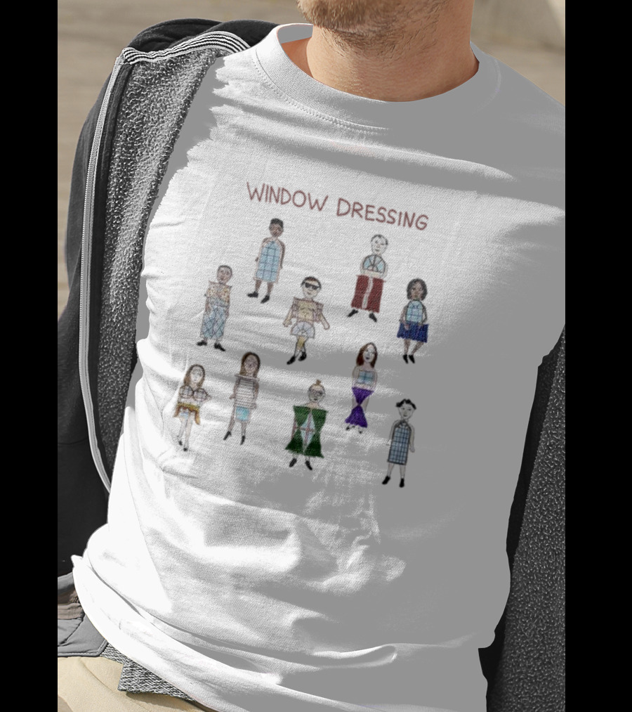 Window Dressing Fashion Display With Diverse Mannequin Characters T-Shirt