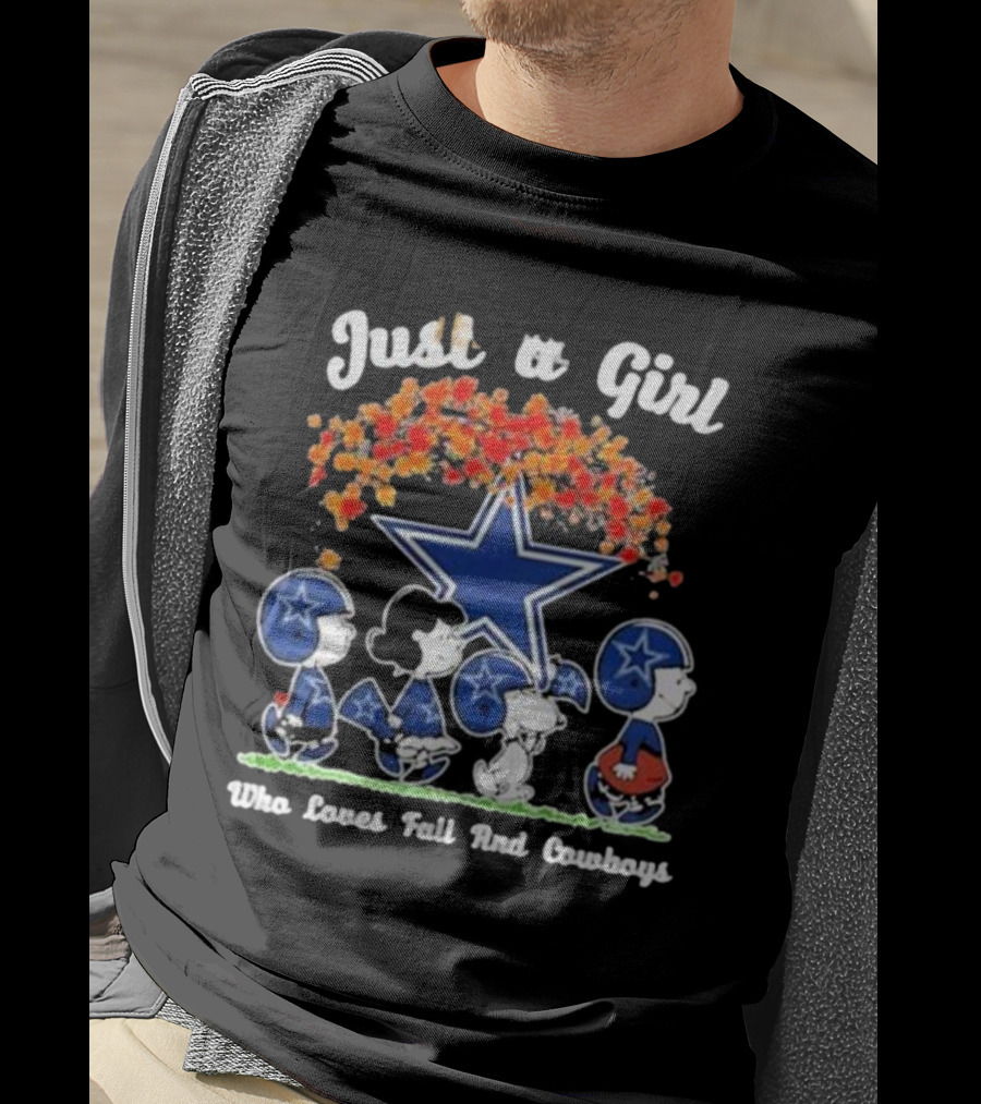 Just A Girl Who Loves Fall And Dallas Cowboys Peanuts Snoopy T-Shirt