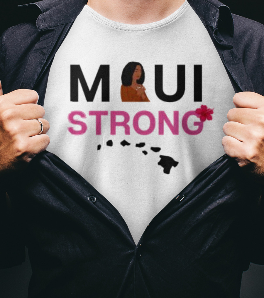 Maui Strong Hawaiian Islands Hibiscus Relief T-Shirt