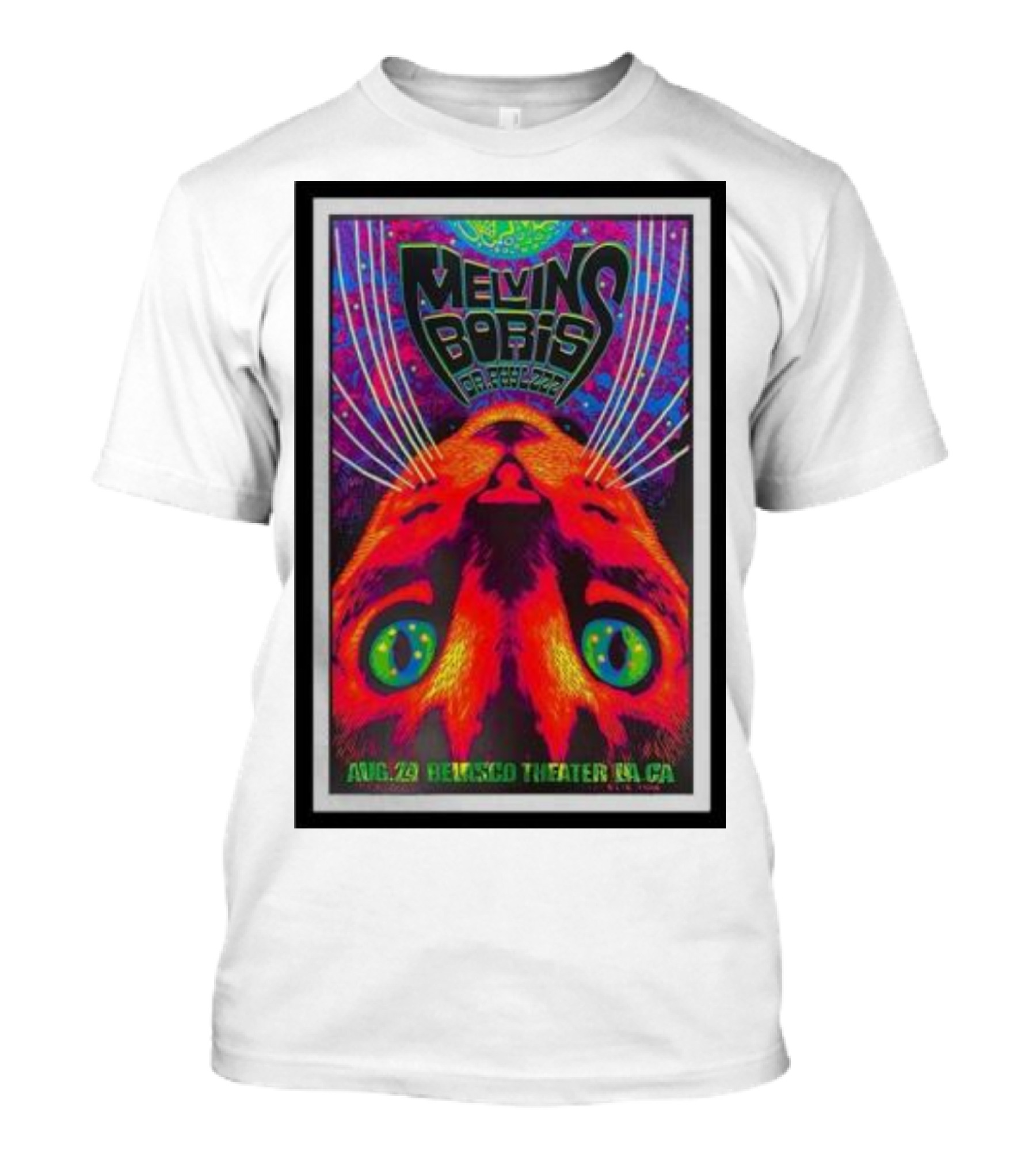 Melvins Boris Dr. Feelgood Aug 29 Belasco Theater LA CA Psychedelic Cat T-Shirt