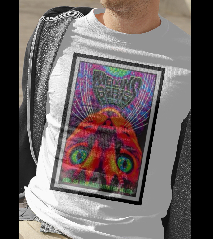 Melvins Boris Dr. Feelgood Aug 29 Belasco Theater LA CA Psychedelic Cat T-Shirt