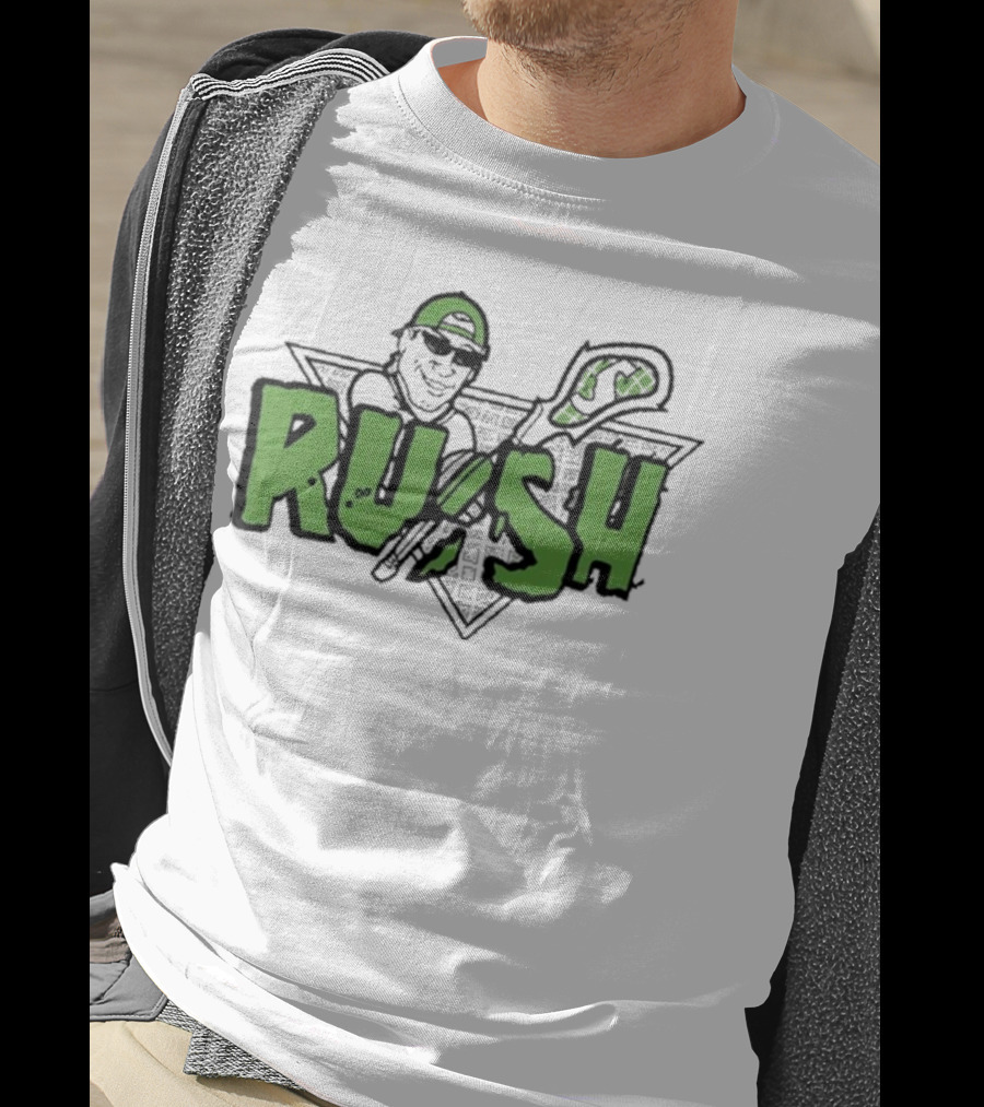 RUSH Lacrosse Player Logo Green And Black T-Shirt